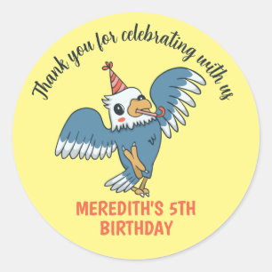 Sticker Rond Soirée Oiseaux mignonnes Anniversaire de enfant an