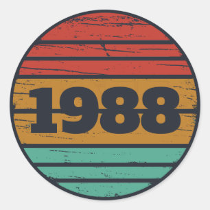 Sticker Rond Soirée personnalisée vintage de 35 ans
