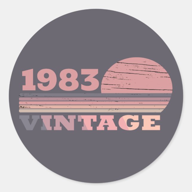 Sticker Rond Soirée personnalisée vintage de 40 ans (Devant)
