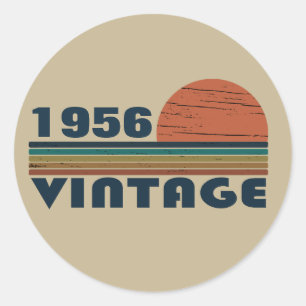 Sticker Rond Soirée personnalisée vintage de 65e anniversaire