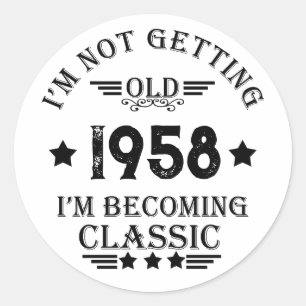 Sticker Rond Soirée personnalisée vintage de 65e anniversaire
