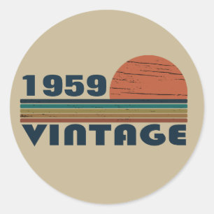 Sticker Rond Soirée personnalisée vintage de 65e anniversaire