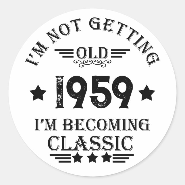 Sticker Rond Soirée personnalisée vintage de 65e anniversaire (Devant)