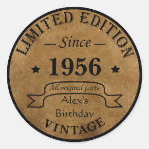 Sticker Rond Soirée personnalisée vintage de 65e anniversaire