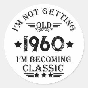 Sticker Rond Soirée personnalisée vintage de 65e anniversaire