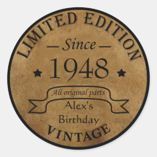 Sticker Rond Soirée personnalisée vintage de 75e anniversaire