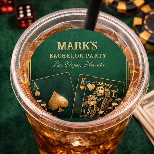 Sticker Rond Soirée Poker à Vegas Enterrement de Vie de Garçon