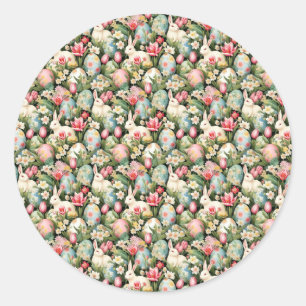 Sticker Rond Soirée Printanière Motif de Pâques