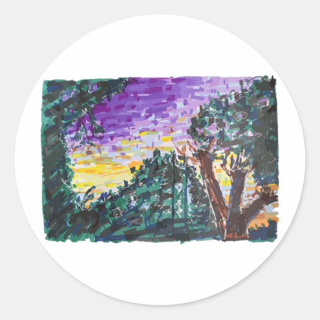 Sticker Rond Soirée violette (Devant)