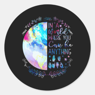 Sticker Rond Sois Gentil Alphabet Asl Langue des Signes América