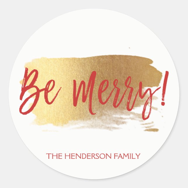 Sticker Rond Sois Joyeux Joyeux Script Lettré Noël (Devant)