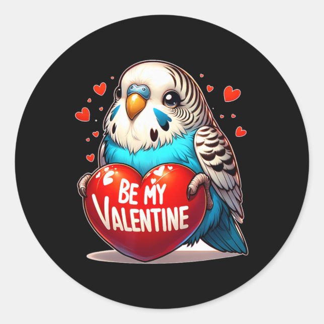 Sticker Rond Sois Mon Coeur Saint-Valentin Budgie (Devant)