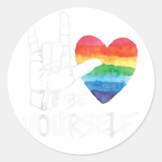 Sticker Rond Sois toi-même belle LGBT Gay pride Lesbian Gays Lo