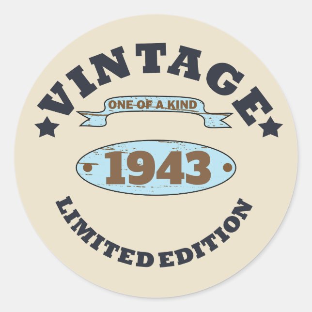Sticker Rond Soixante-dix vintage 90e anniversaire personnalisé (Devant)