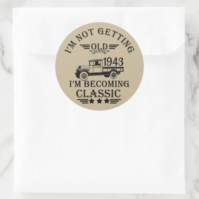 Sticker Rond Soixante-dix vintage 90e anniversaire personnalisé (Sac)