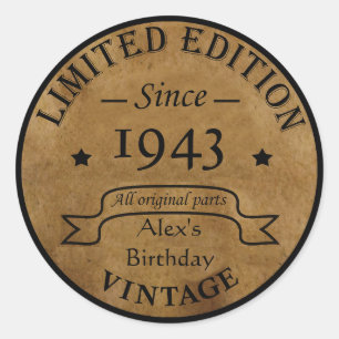 Sticker Rond Soixante-dix vintage 90e anniversaire personnalisé