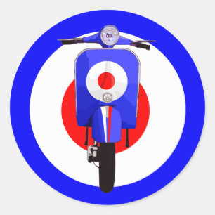 Sticker Rond Soixante Look Scooter sur la cible Mod