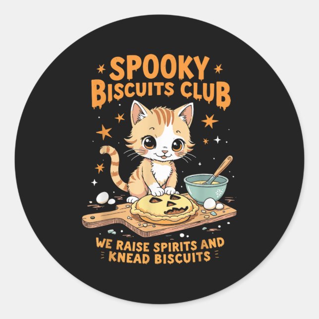 Sticker Rond Soky Biscuits Club Chat Drôle Halloween Baking (Devant)