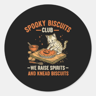 Sticker Rond Soky Biscuits Club Funny Halloween Cat Baking