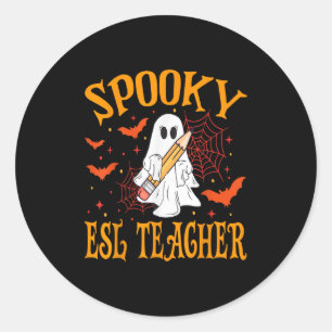 Sticker Rond Soky Esl Professeur Ghost Funny Halloween Fille de
