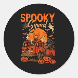 Sticker Rond Soky Halloween Squad Skeleton Conduite Firetruck H