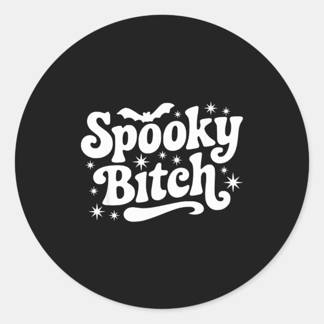 Sticker Rond Soky Retro Halloween Witch Quote Saying Bats Gift  (Devant)