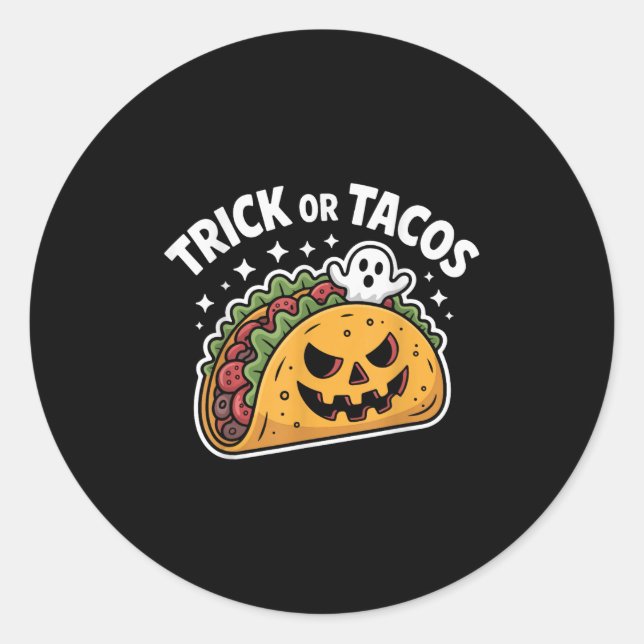 Sticker Rond Soky Taco Jack-o-lantern Halloween Mexican Food Lo (Devant)