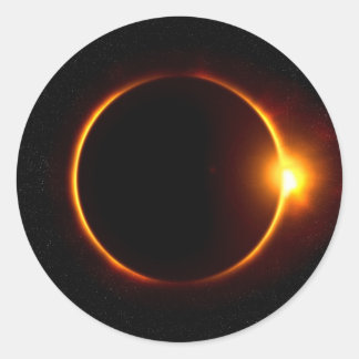 Sticker Rond Solaire Éclipse Soleil foncé et Lune
