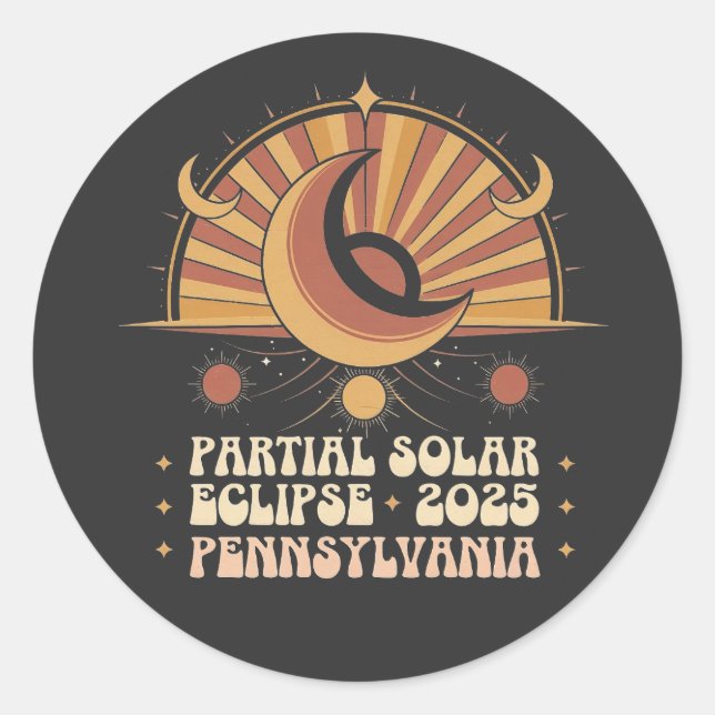 Sticker Rond Solaire partiel Eclipse Pennsylvanie 2025 (Devant)