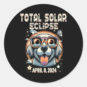 Sticker Rond Solaire Total Eclipse Chien Portant Des Éclipses S