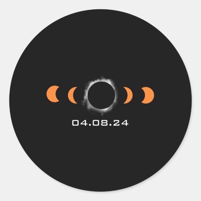Sticker Rond Solaire Total Sun Eclipse 8 Avril 2024 Chemin D'Ac (Devant)
