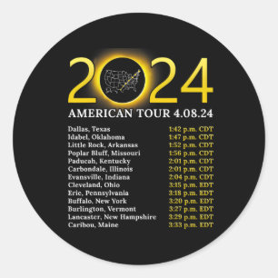Sticker Rond Solar Eclipse 2024 American Tour 2024 Totality Tot