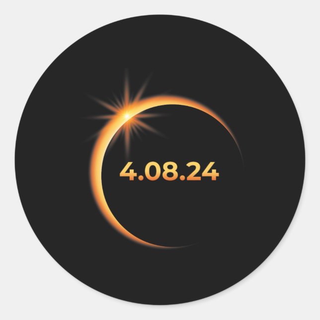 Sticker Rond Solar Eclipse 2024 Amérique Totalité 04 08 24 Spri (Devant)