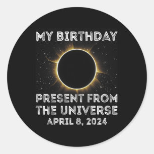 Sticker Rond Solar Eclipse 2024 Anniversaire présent 4.8.24 Tot