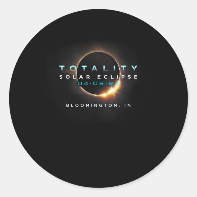 Sticker Rond Solar Eclipse 2024 Bloomington Au total 04-08-2 (Devant)
