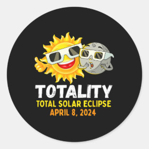 Sticker Rond Solar Eclipse 2024 Gles Funny Sun Moon Garçons