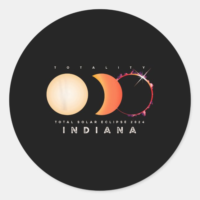 Sticker Rond Solar Eclipse 2024 Indiana Total Eclipse America G (Devant)