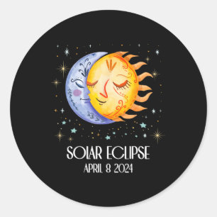 Sticker Rond Solar Eclipse 2024 Joli Solar Eclipse Enfants Garç
