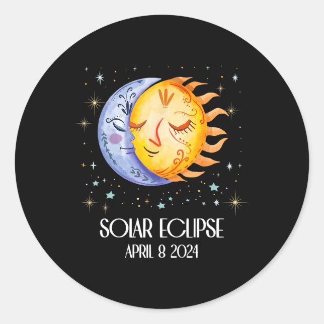 Sticker Rond Solar Eclipse 2024 Joli Solar Eclipse Enfants Garç (Devant)