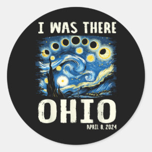 Sticker Rond Solar Eclipse 2024 Ohio - Peinture nocturne étoilé