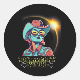 Sticker Rond Solar Eclipse 2024 Pour Texas 4.08.24 Totalité Y'a