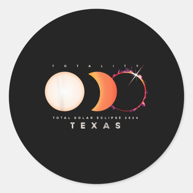 Sticker Rond Solar Eclipse 2024 Texas Total Eclipse America Gra (Devant)