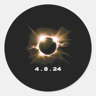 Sticker Rond Solar Eclipse 4.8.24 Totality Event 2024 Souvenir