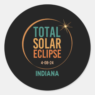 Sticker Rond Solar Eclipse Indiana 8 avril 2024 Totalité