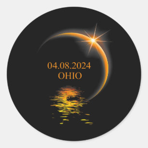 Sticker Rond Solar Eclipse Ohio Usa Totalité 1