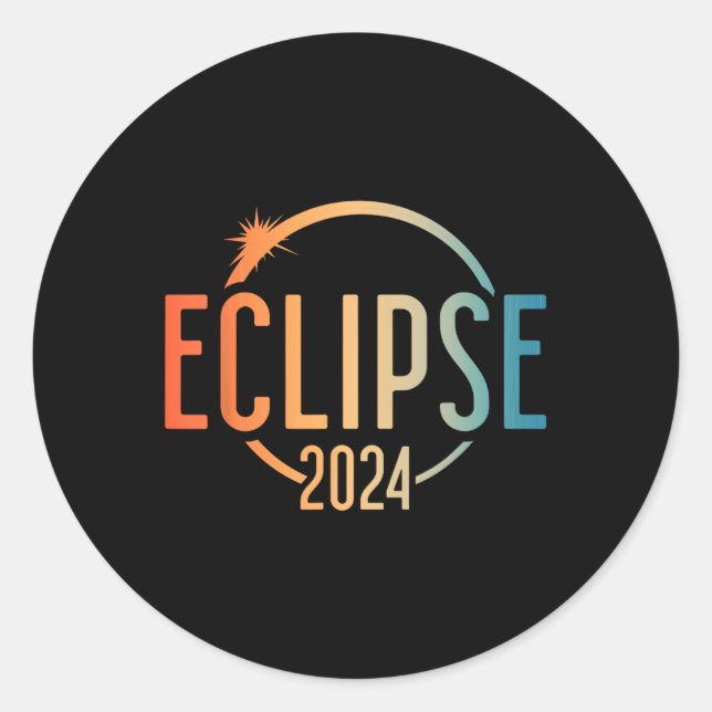 Sticker Rond Solar Eclipse Shirt 2024 Total Solar Eclipse 4.08. (Devant)