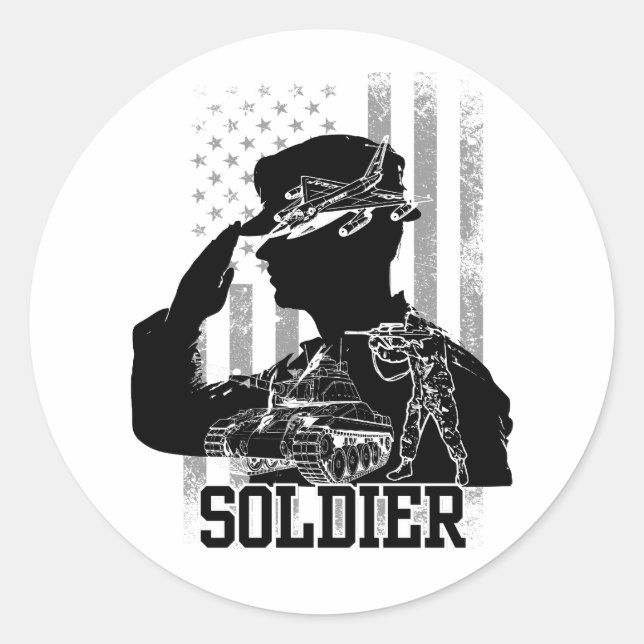 Sticker Rond Soldat américain (Devant)