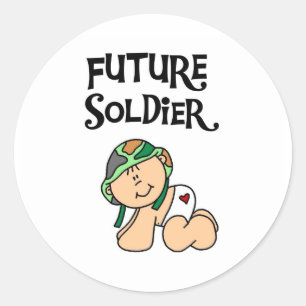 Sticker Rond Soldat d'avenir de bébé
