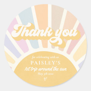 Sticker Rond Soleil Anniversaire Boho 1er Voyage Autour Du Sole
