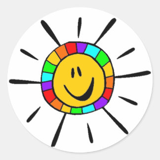Sticker Rond Soleil arc-en-ciel gay pride